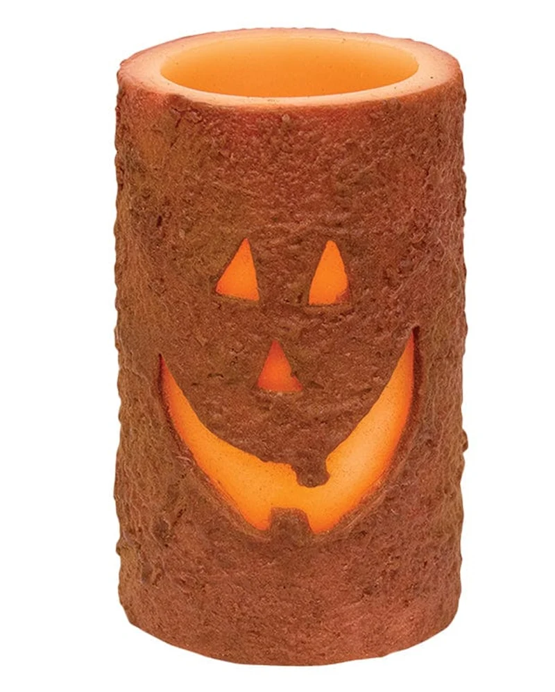 Shabby-Chic Jack-O-Lantern LED Wachskerze mit Timer 12cm