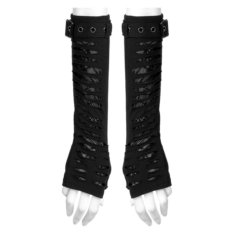 Lange Gothic-Handschuhe mit zerrissener Schnalle für Damen