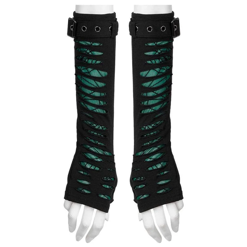 Lange Gothic-Handschuhe mit zerrissener Schnalle für Damen