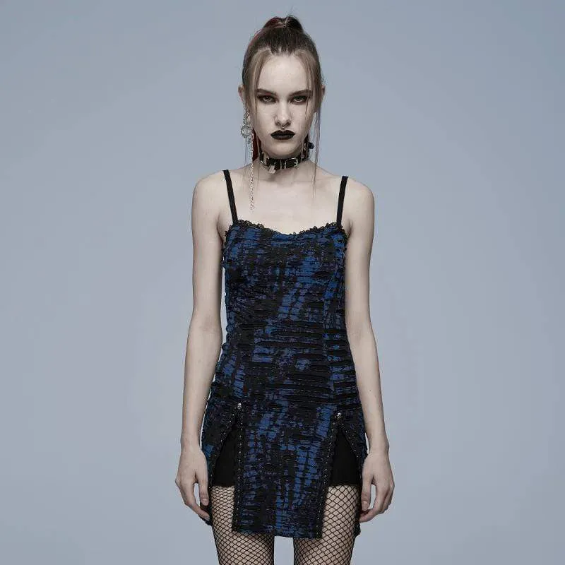 Damen Grunge Double Color Slip Dress mit seitlichem Schlitz