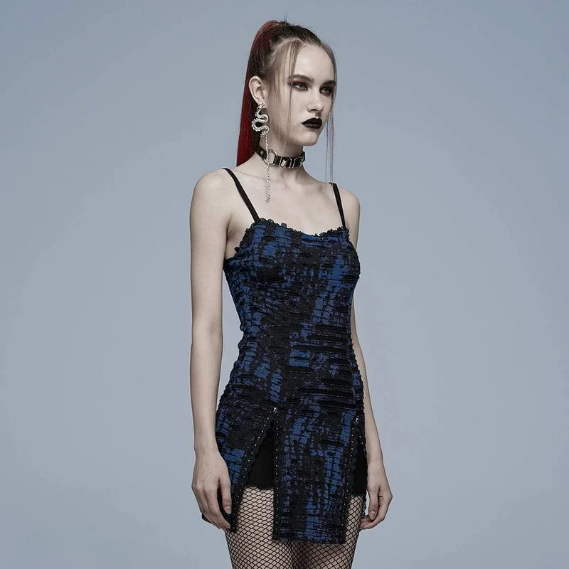 Damen Grunge Double Color Slip Dress mit seitlichem Schlitz