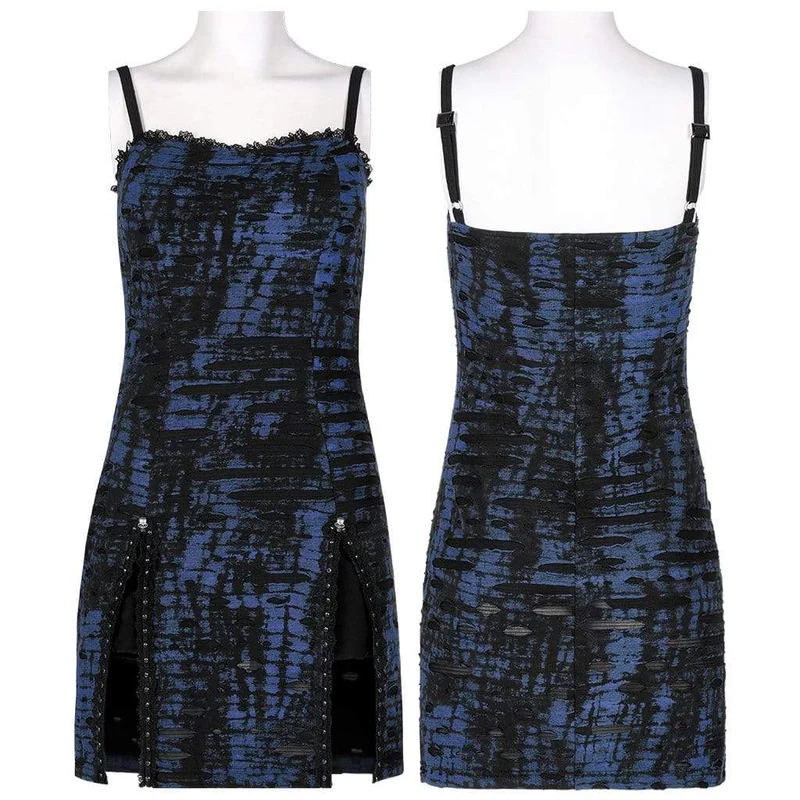 Damen Grunge Double Color Slip Dress mit seitlichem Schlitz