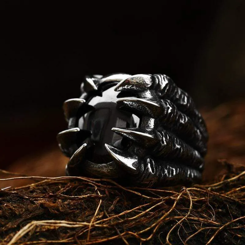 Herren Punk Dragon Claw Rubinring