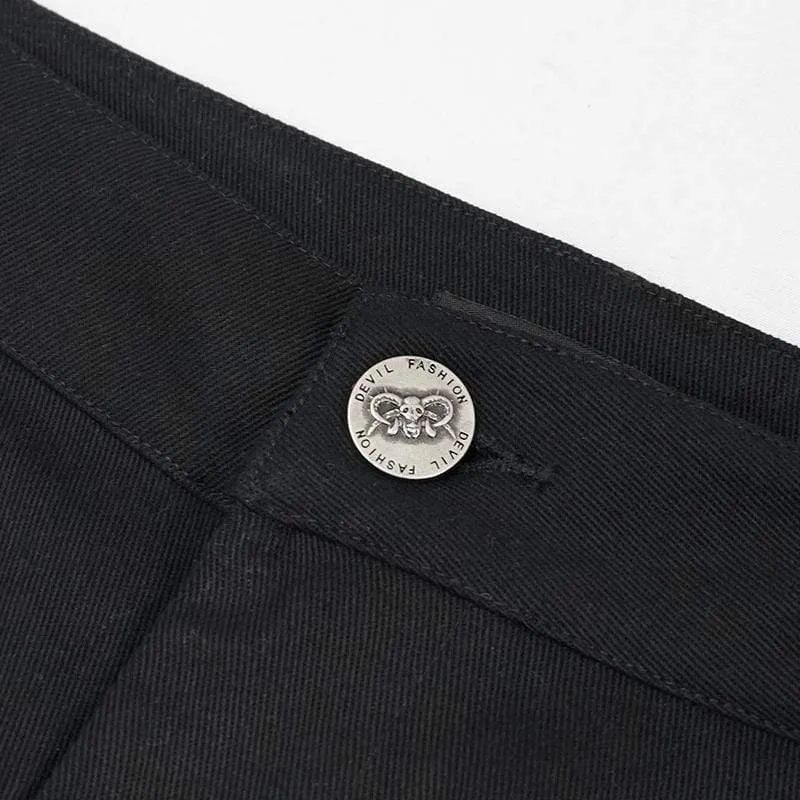 Herren Gothic Punk Rivets Mesh Schwarz Shorts