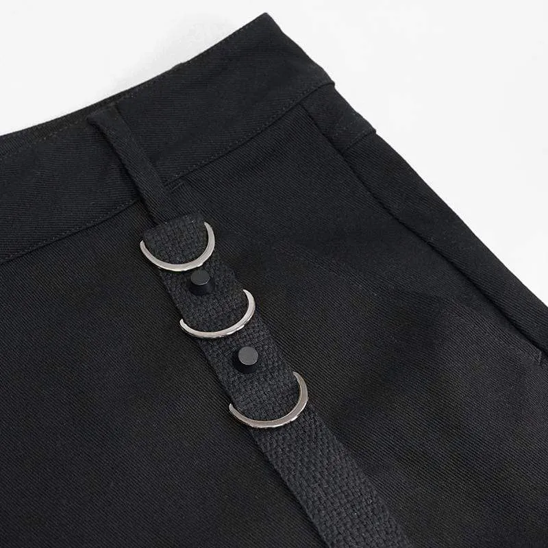 Herren Gothic Punk Rivets Mesh Schwarz Shorts