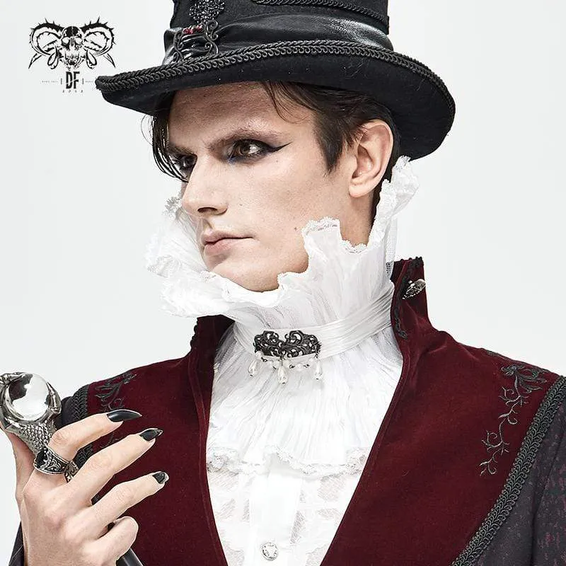 Herren Gothic Drape Meshed Halskette Weiß