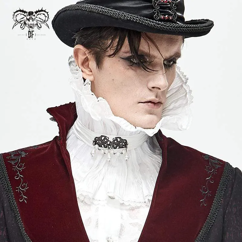 Herren Gothic Drape Meshed Halskette Weiß