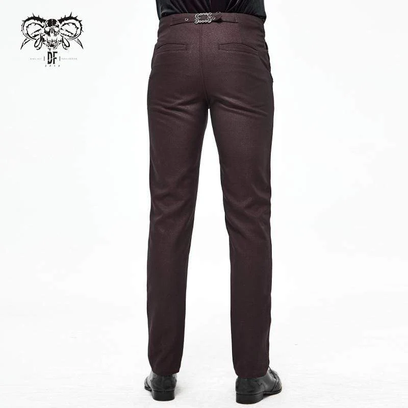 Herren Gothic Front Zip Anzughose Dunkelrot