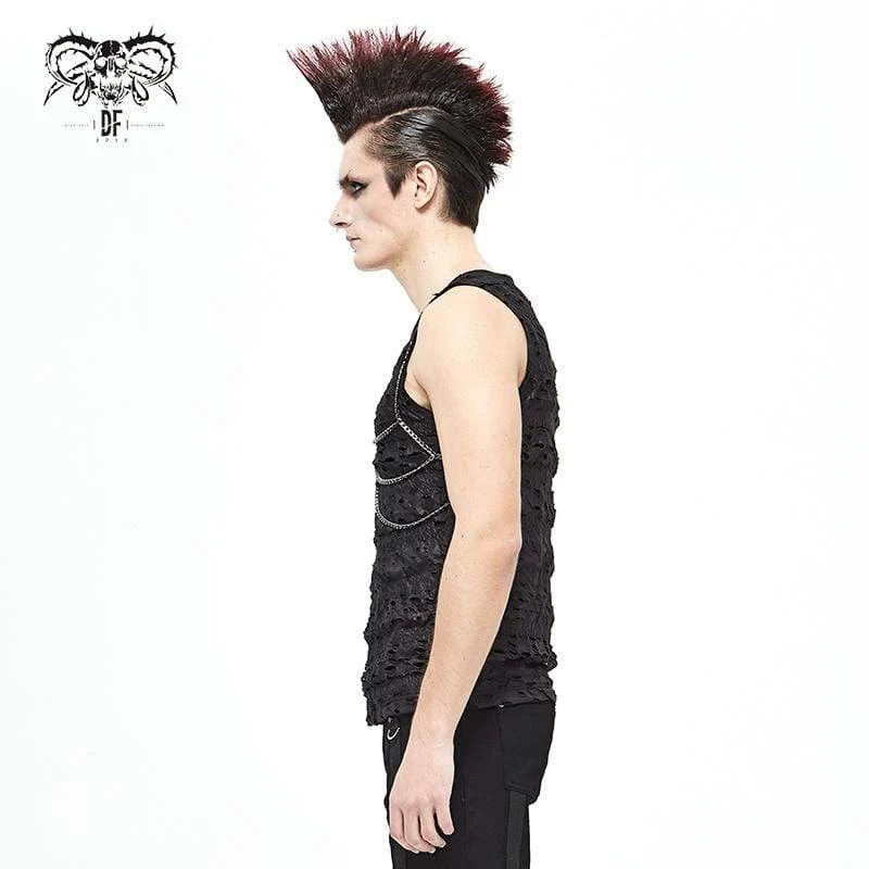 Herren Gothic Punk Chain Rüschen Tanktops