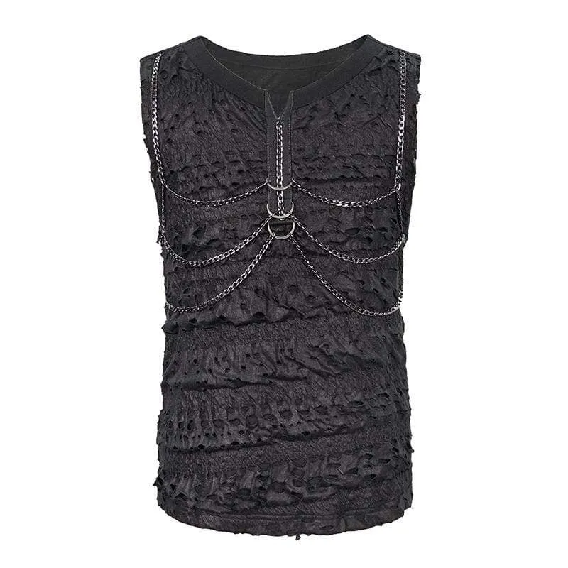 Herren Gothic Punk Chain Rüschen Tanktops