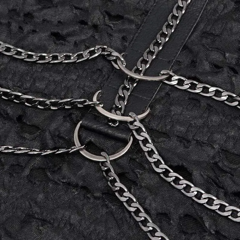 Herren Gothic Punk Chain Rüschen Tanktops