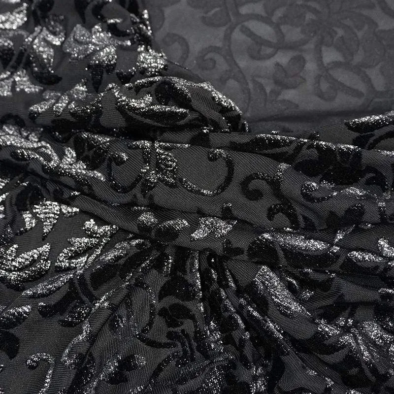 Schwarzes, schulterfreies Gothic-Crop-Top mit ausgestellten Ärmeln für Damen