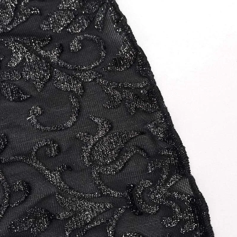 Schwarzes, schulterfreies Gothic-Crop-Top mit ausgestellten Ärmeln für Damen