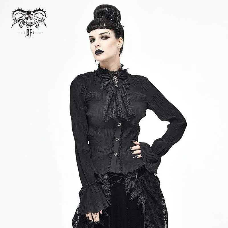 Damen Gothic Lace Bowknot Schwarz Neckwear