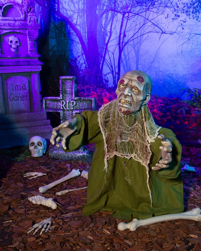 Moder-Grüner Zombie Groundbreaker mit Bewegung, Licht & Sound 60cm