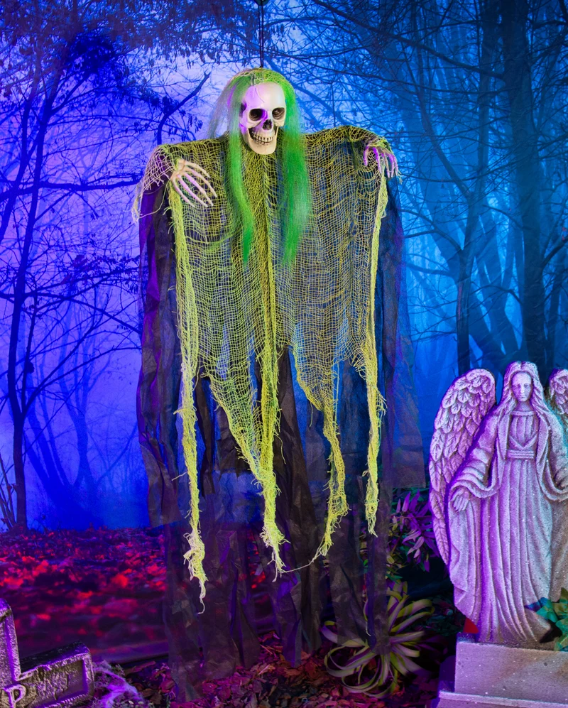 Fetzengespenst mit Neongrünen Haaren 110cm