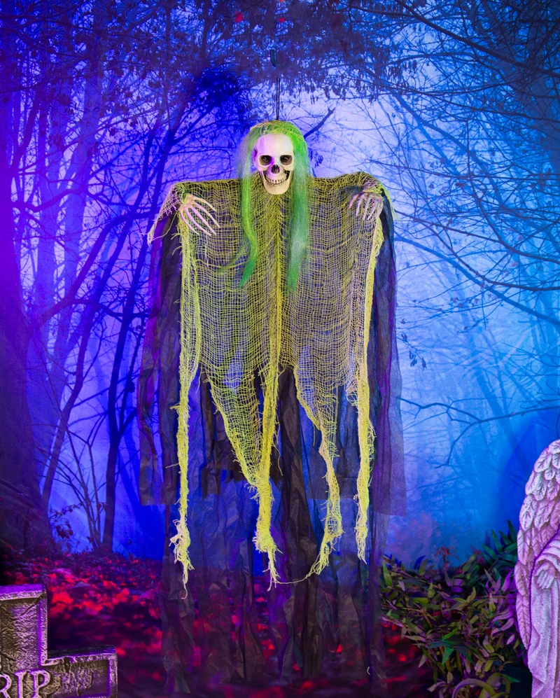 Fetzengespenst mit Neongrünen Haaren 110cm