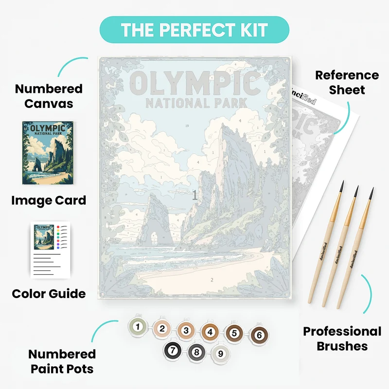 Olympic National Park Sea Stacks and Coastal Cliffs - Paint by Numbers Kit