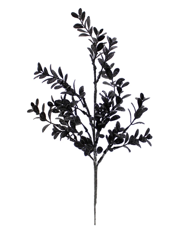 Schwarzer Gothic Deko Zweig mit Blättern 40cm