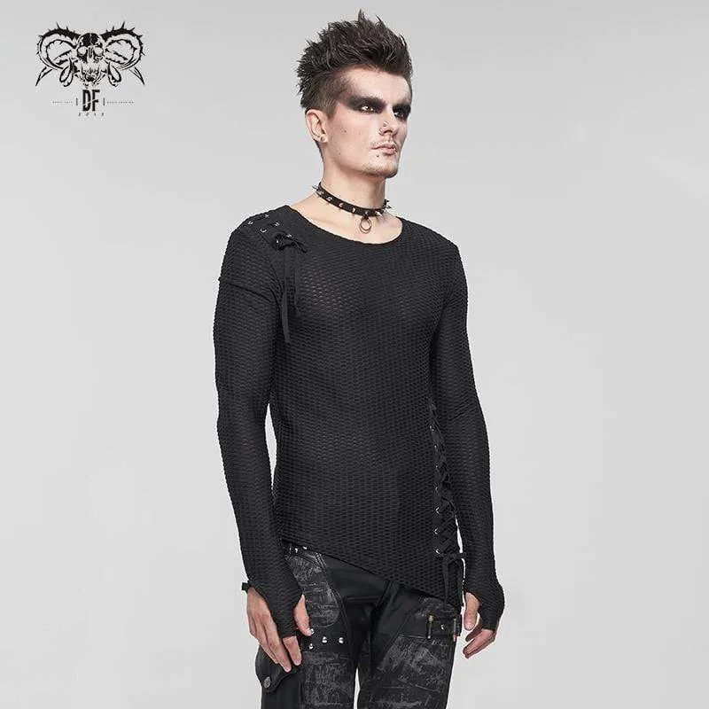 Herren Gothic Riemchen unregelmäßiges Netzhemd