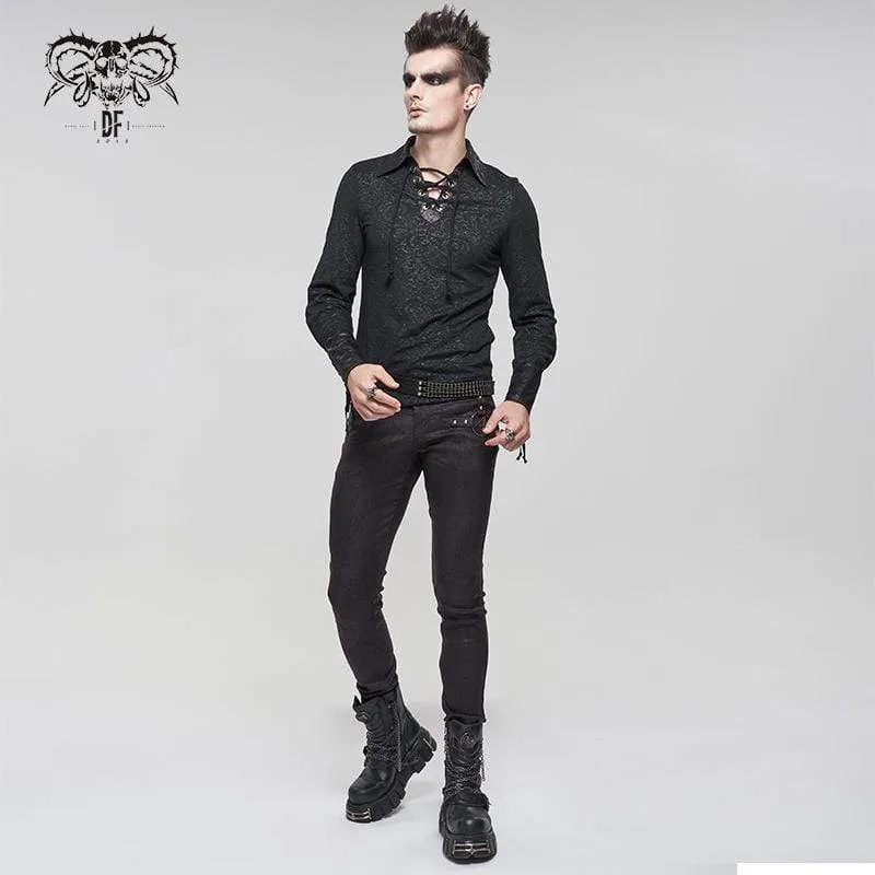 Gothic-Trägerhemd mit Umlegekragen für Herren