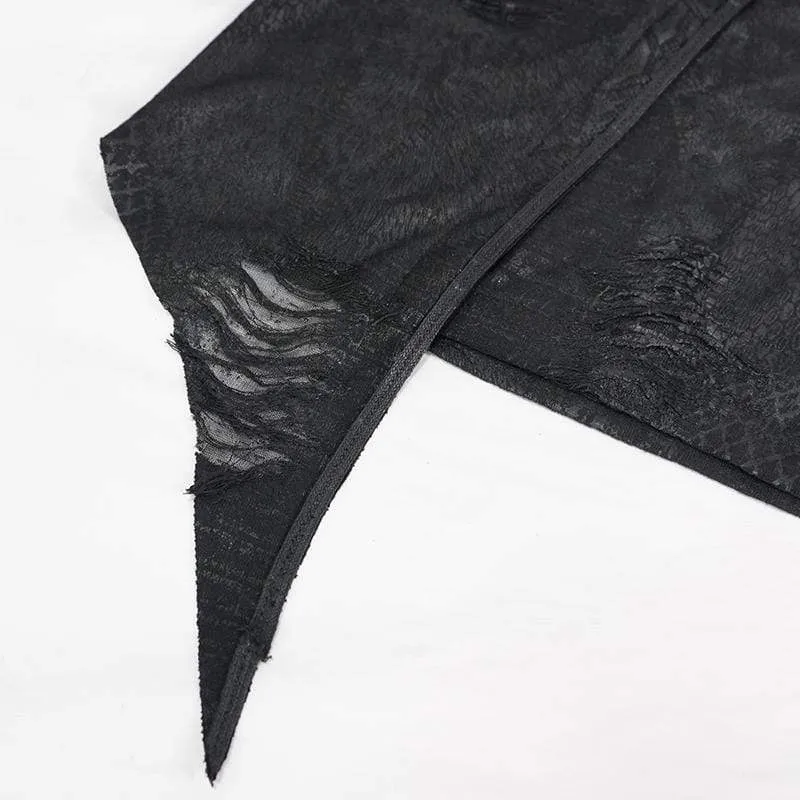 Herren Gothic Punk Unregelmäßige Ripped Black Hoodies