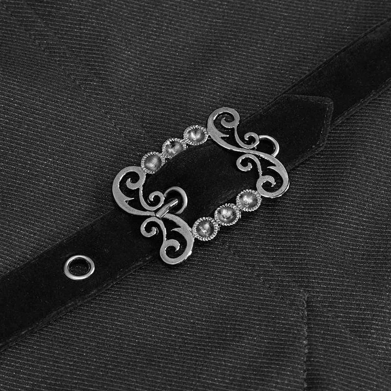 Herren Gothic Zweireiher Jacquard Schwalbenschwanz Anzug Mantel Schwarz