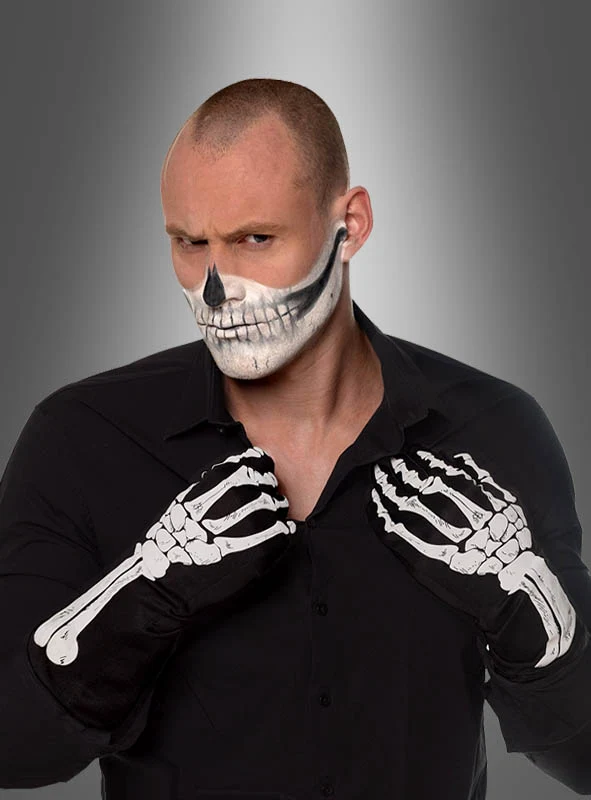 Schwarze Skeletthandschuhe für Erwachsene S-M