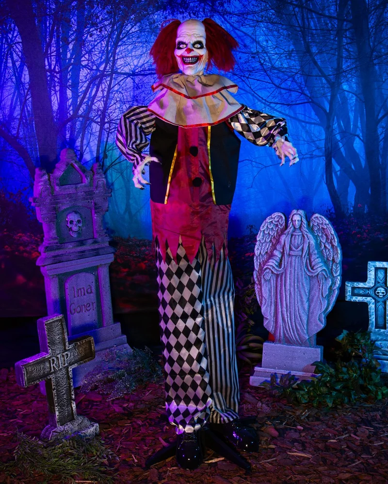 Dämonischer Horrorclown als Halloween Animatronic 170cm