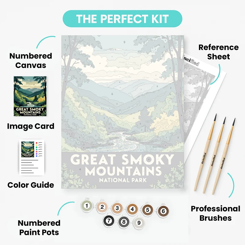 Great Smoky Mountains National Park Winding Creek Valley - Paint by Numbers Kit