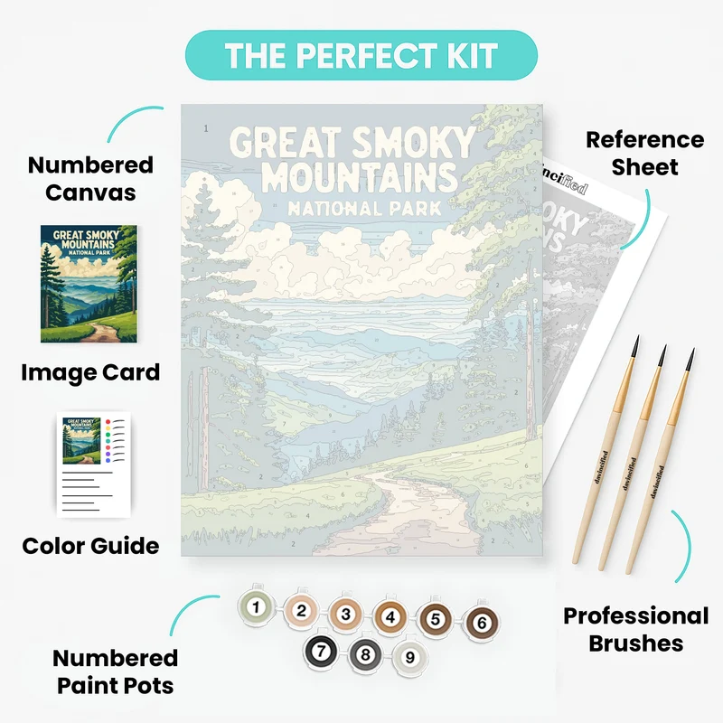 Great Smoky Mountains National Park Misty Valley Trail - Paint by Numbers Kit
