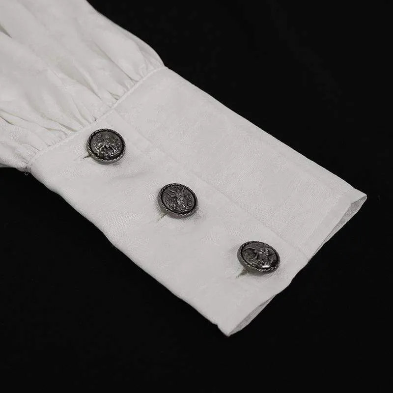 Herren Gothic Puffärmeliges Spitzenspleißhemd Weiß