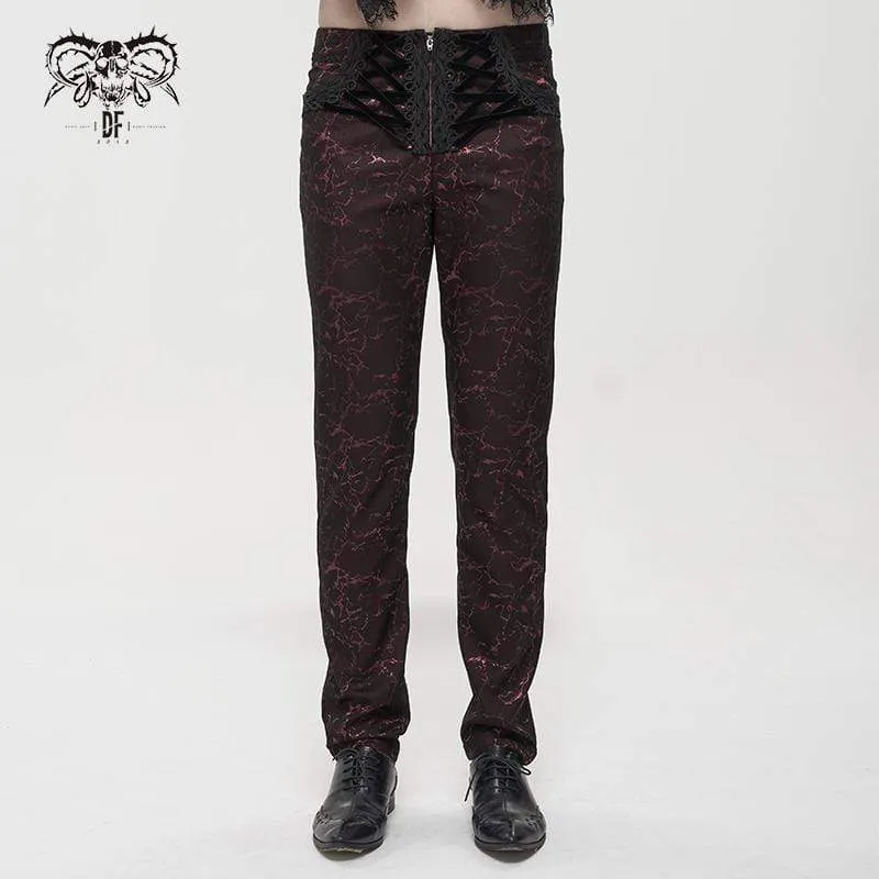 Herren Gothic Floral Zipper Hose Rot