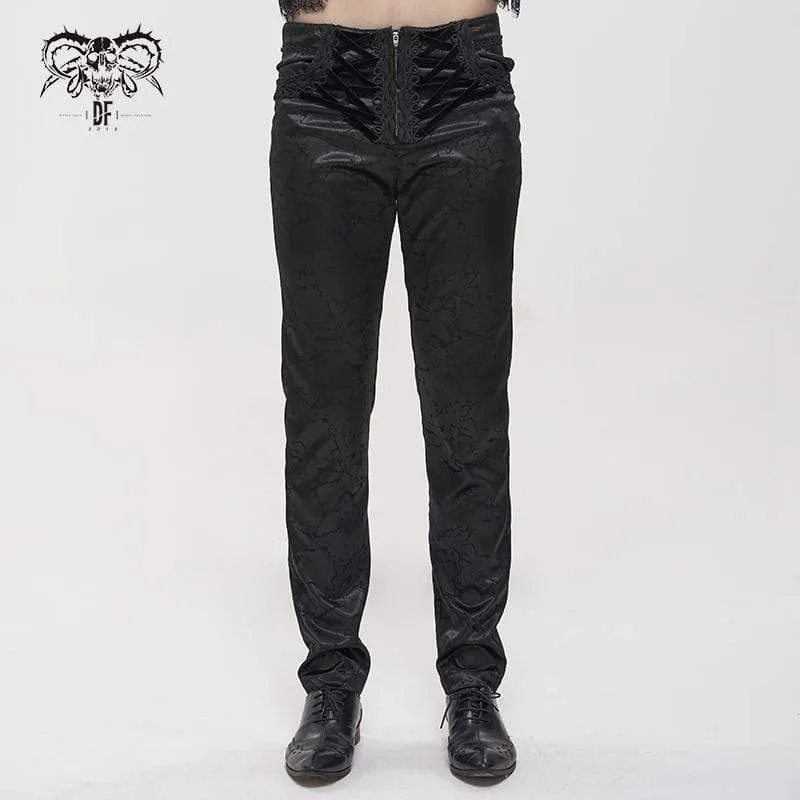 Herren Gothic Floral Zipper Hose Schwarz