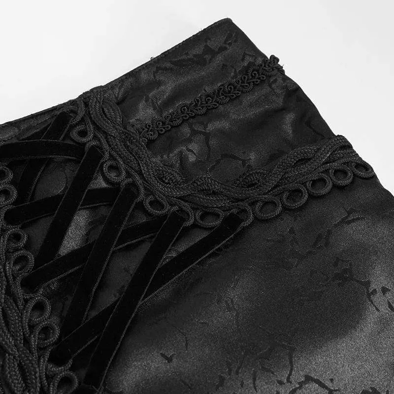 Herren Gothic Floral Zipper Hose Schwarz