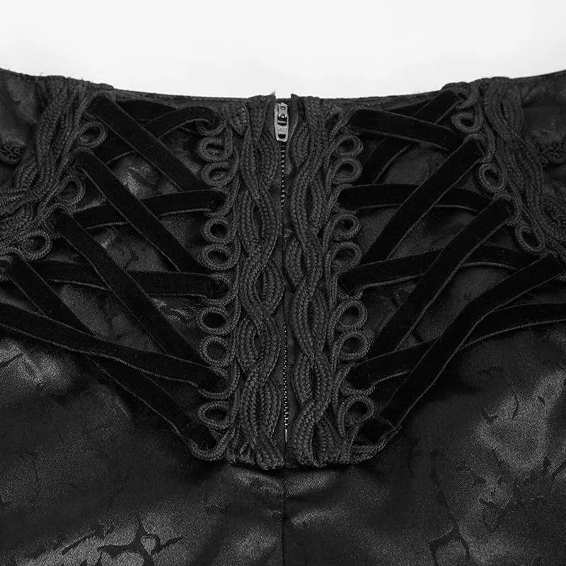 Herren Gothic Floral Zipper Hose Schwarz