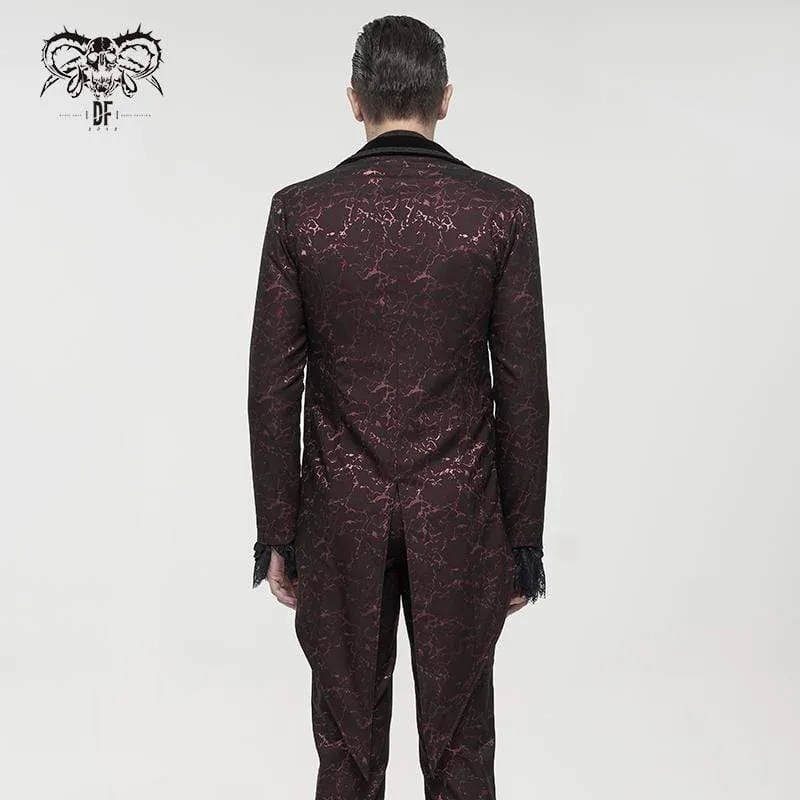 Herren Gothic Floral Schwalbenschwanzmantel Rot