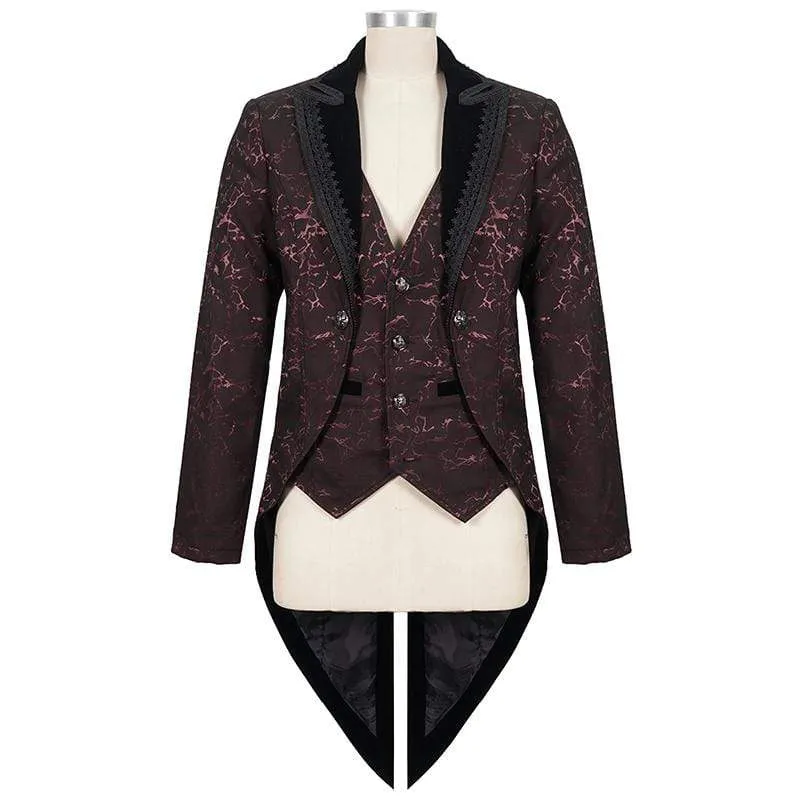 Herren Gothic Floral Schwalbenschwanzmantel Rot