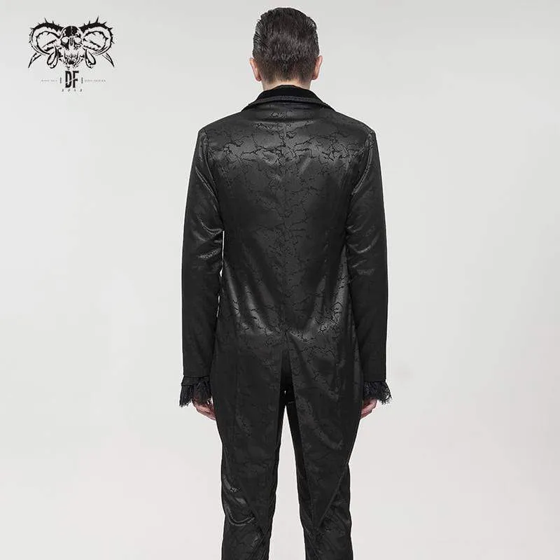 Herren Gothic Floral Schwalbenschwanzmantel Schwarz