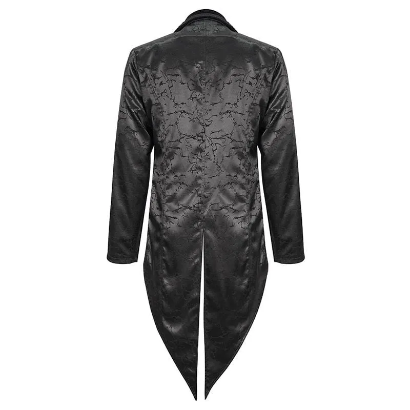 Herren Gothic Floral Schwalbenschwanzmantel Schwarz