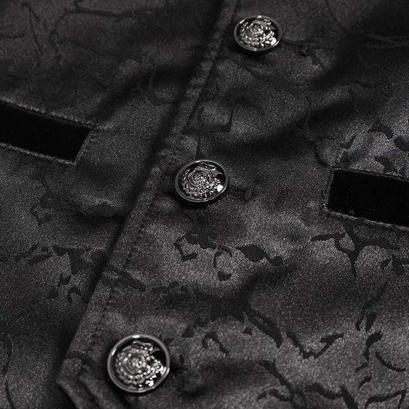 Herren Gothic Floral Schwalbenschwanzmantel Schwarz