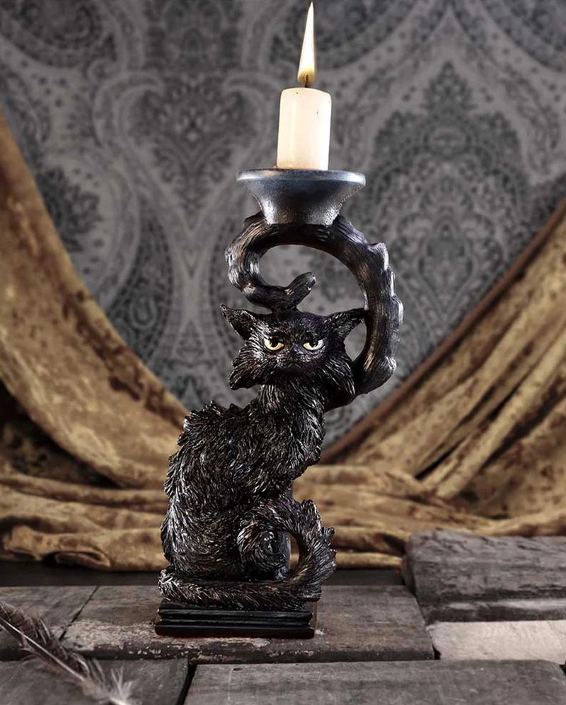 Salem Kerzenhalter mit Hexenkatze 20cm