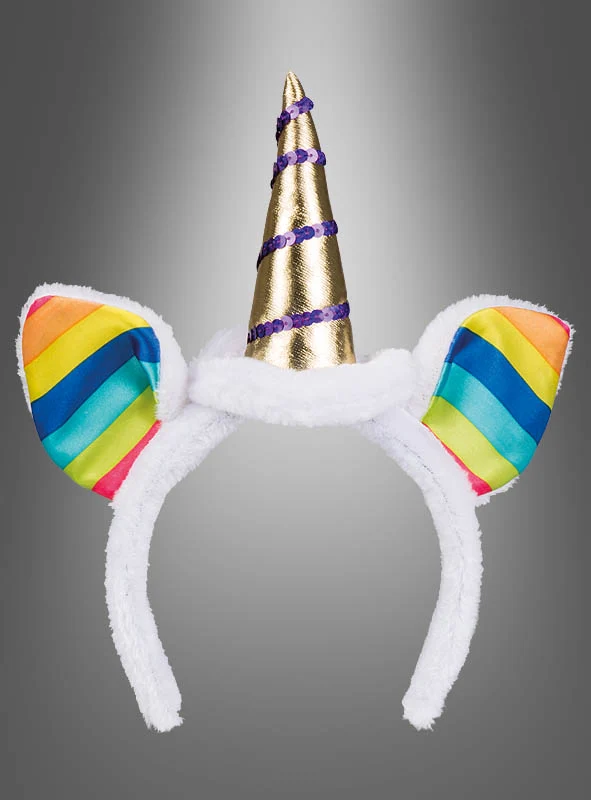 Einhorn Haarreif mit Regenbogen Ohren