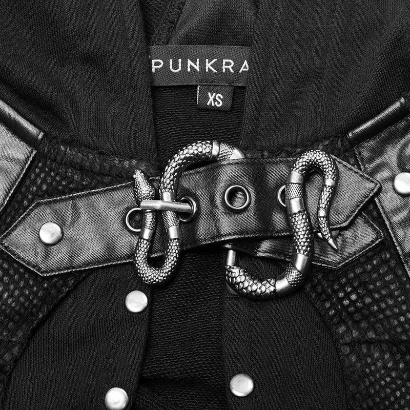Punk-Kapuzen-Cape für Damen mit Metallkette
