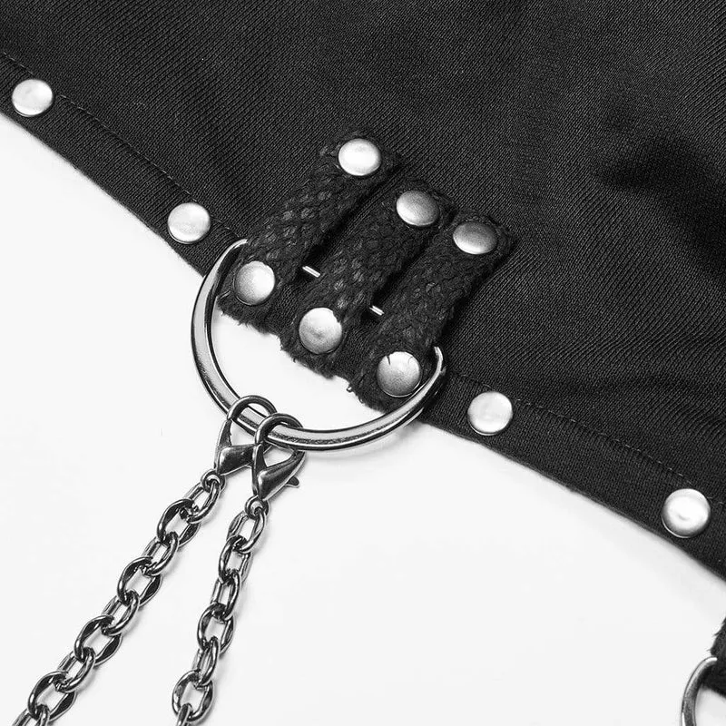 Punk-Kapuzen-Cape für Damen mit Metallkette