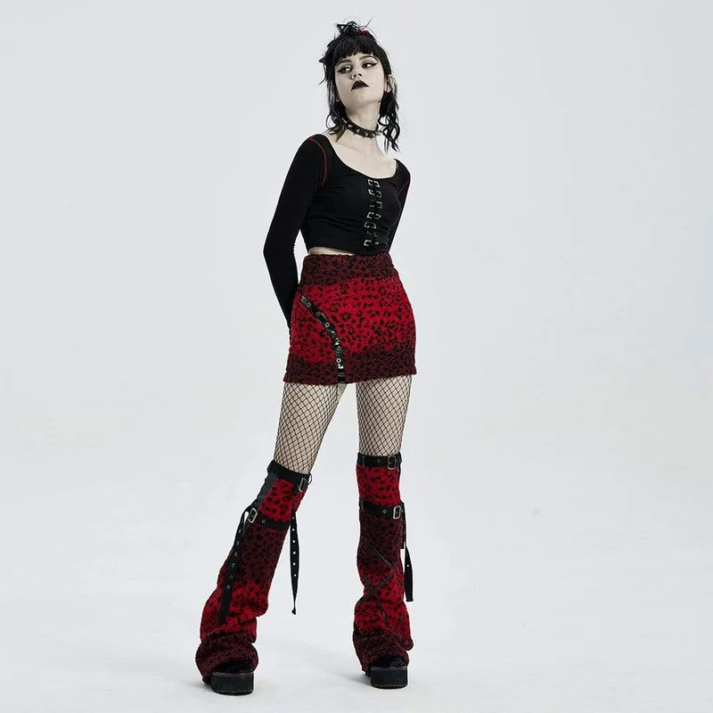 Lange Punk-Stiefel aus Wolle für Damen mit verstellbaren Riemen
