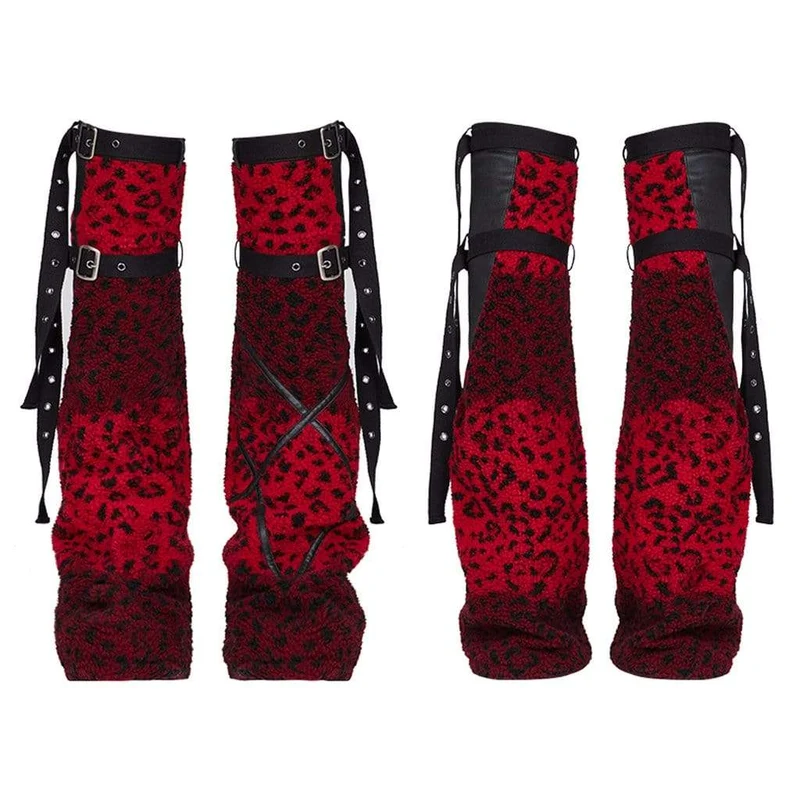 Lange Punk-Stiefel aus Wolle für Damen mit verstellbaren Riemen