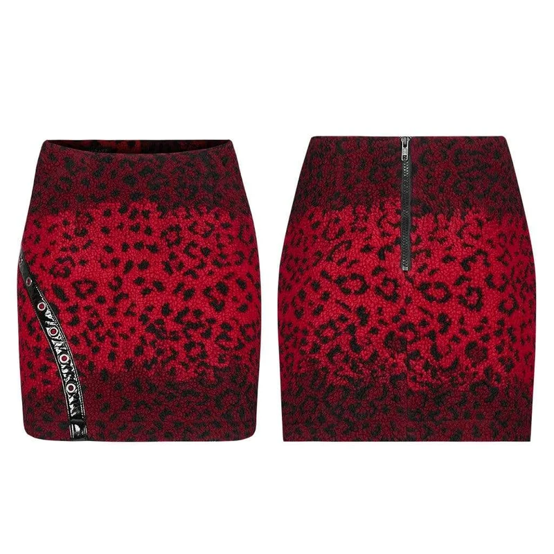 Punkrote Miniröcke mit Leopardenprint für Damen