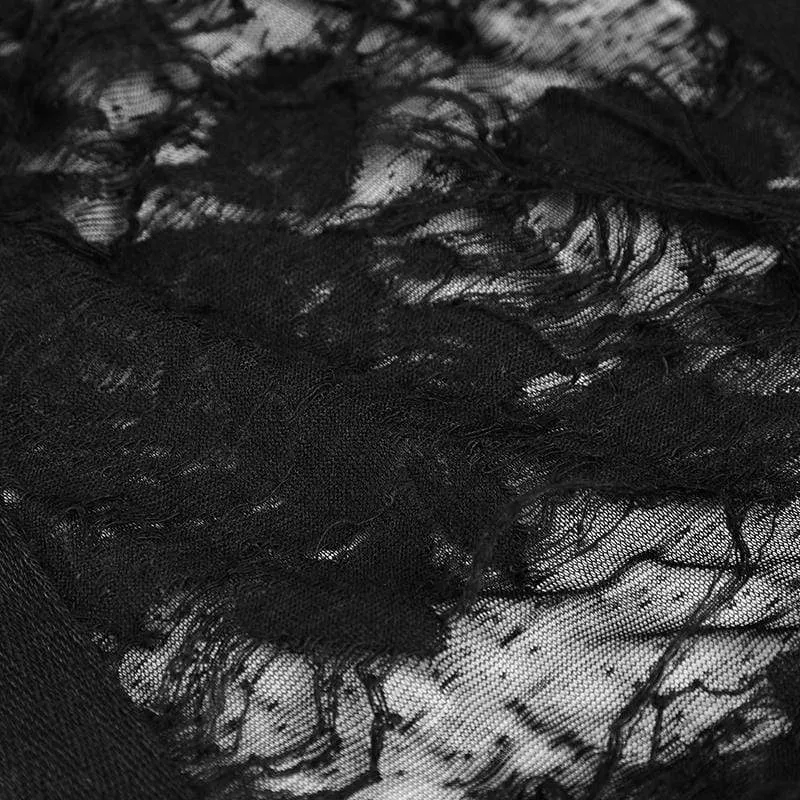 Damen Grunge Ripped Floral Langärmelige Spitzenkleider