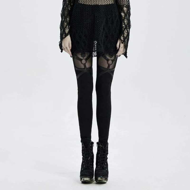 Gothic Straps-Leggings für Damen